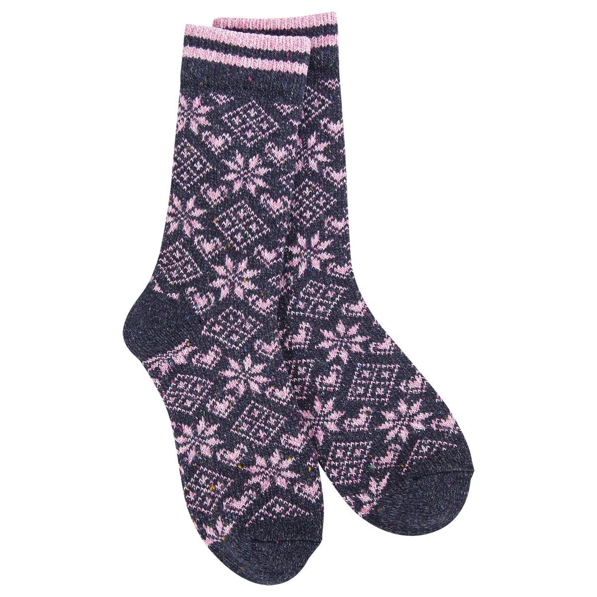 Diamond Denim Holiday Confetti Crew | Pink Winter Socks | World's