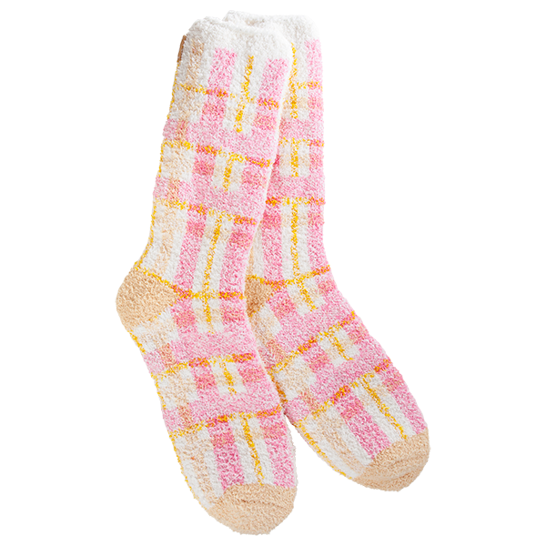 Cozy Spring Crew Pink Multi Plaid