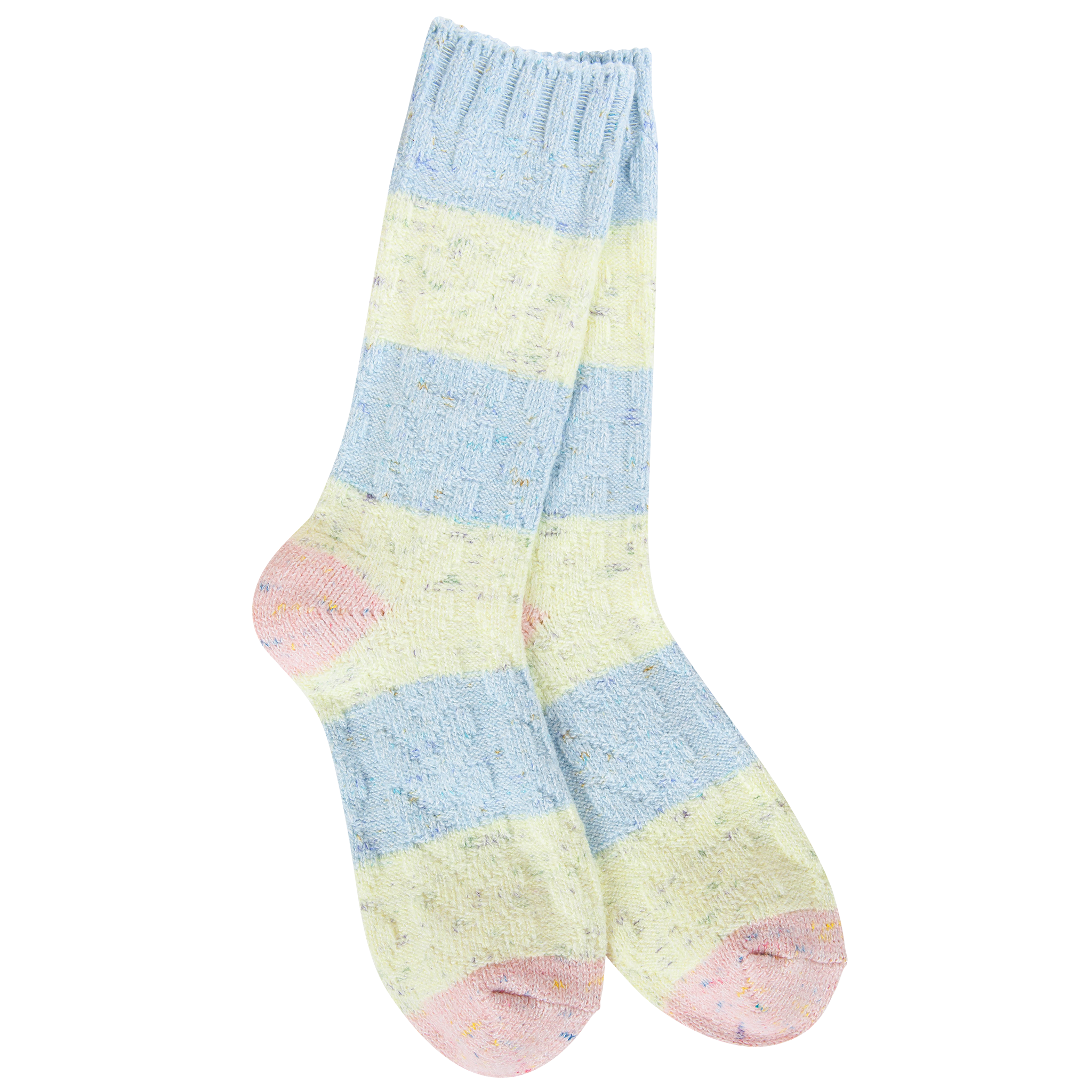 Light Weight Cable Crew Blue Yellow Pink