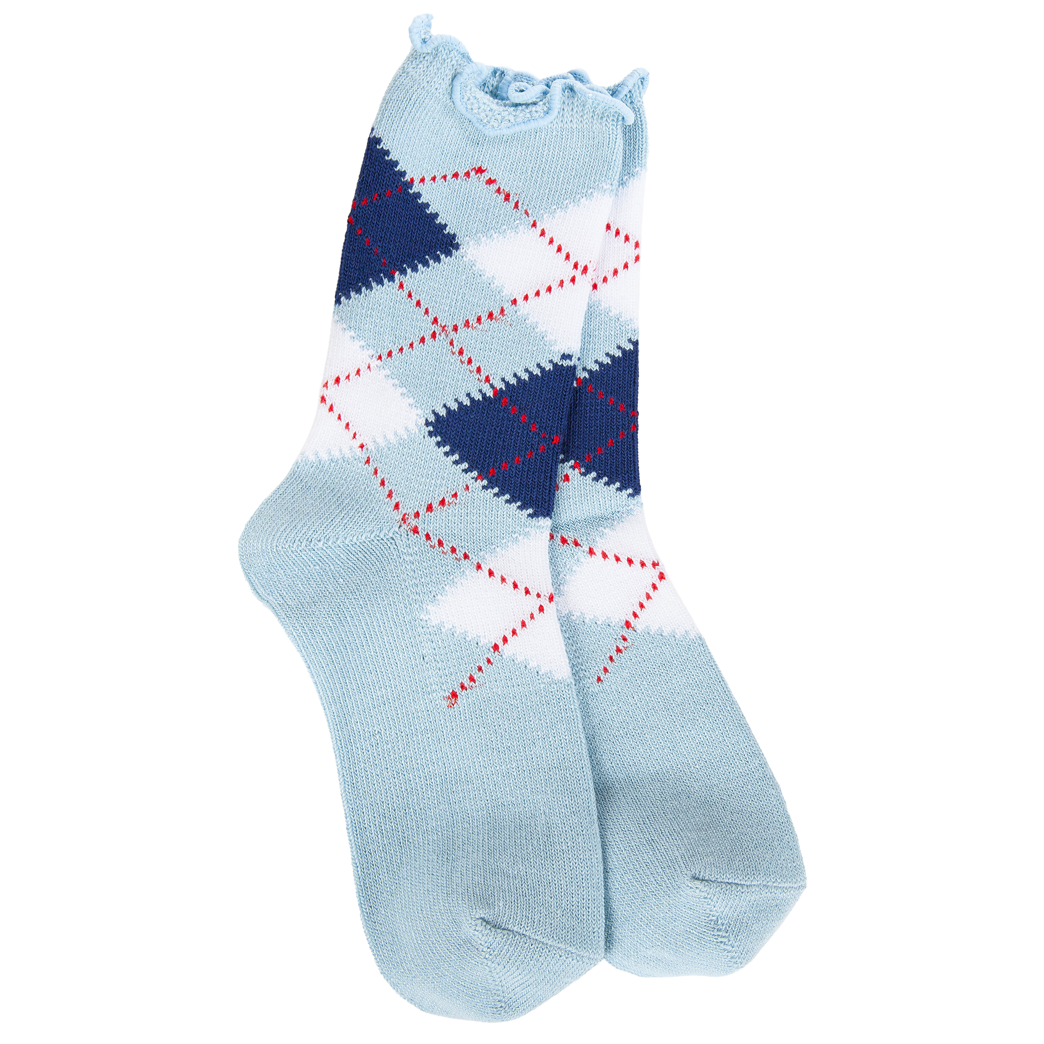 Weekend Argyle Ruffle Mini Crew Blue
